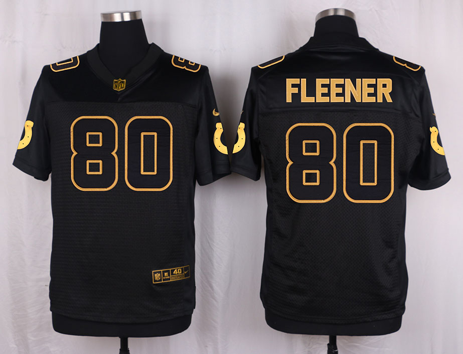 Mens Indianapolis Colts #80 Fleener Pro Line Black Gold Collection Jersey