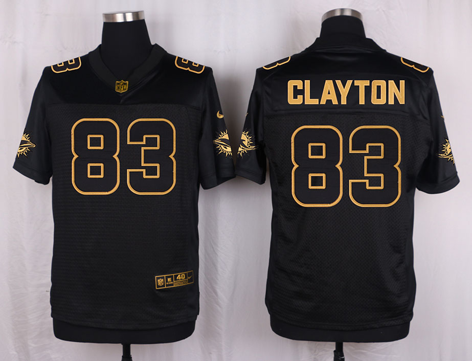 Mens Miami Dolphins #83 Clayton Pro Line Black Gold Collection Jersey