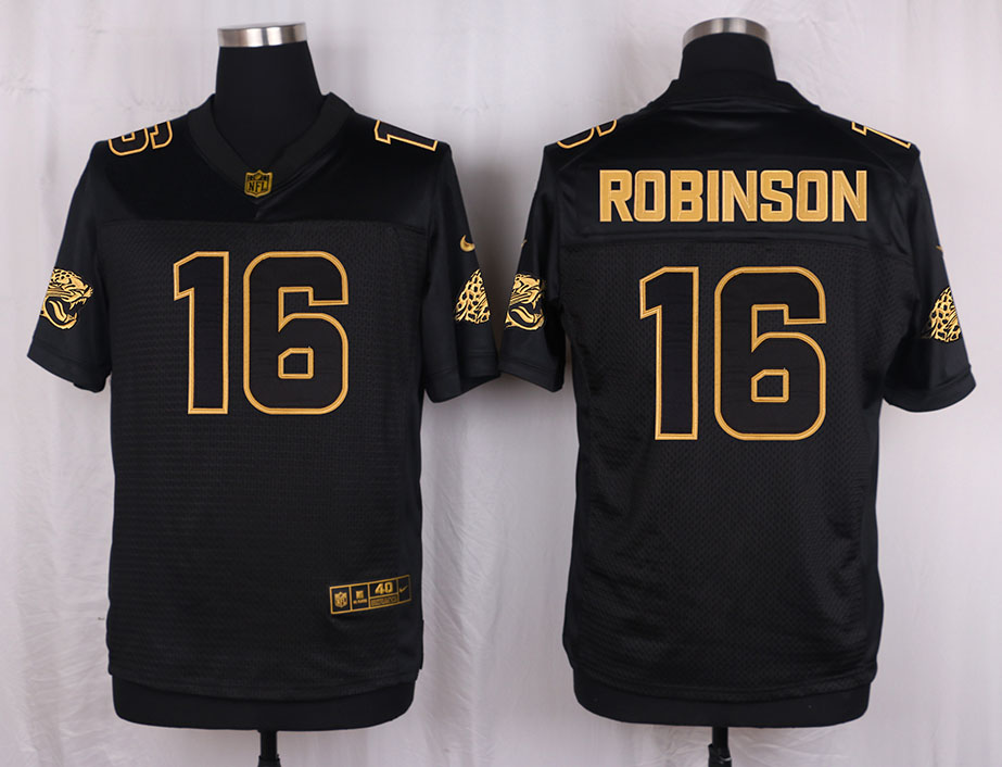 Mens Jacksonville Jaguars #16 Robinson Pro Line Black Gold Collection Jersey