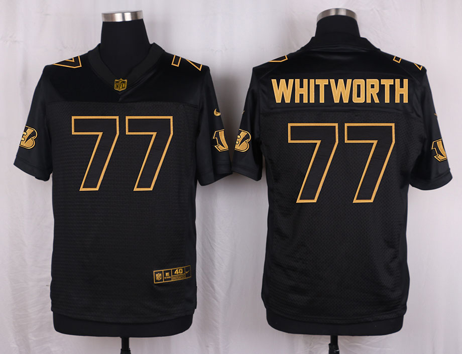 Mens Cincinnati Bengals #77 Whitworth Pro Line Black Gold Collection Jersey