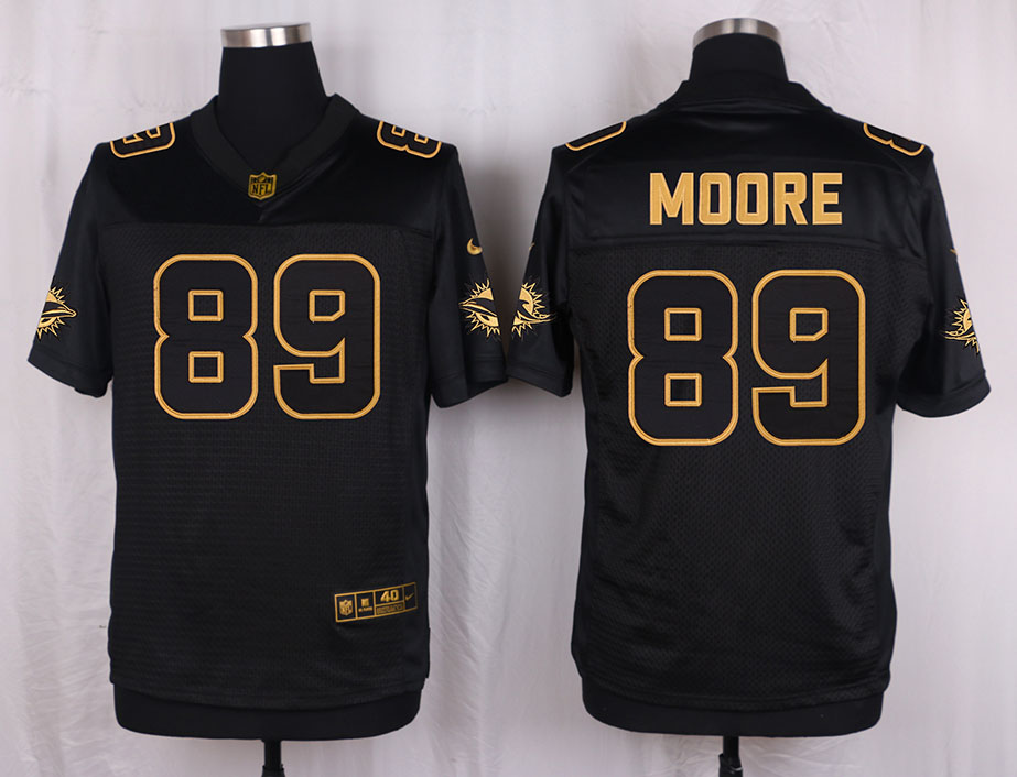 Mens Miami Dolphins #89 Moore Pro Line Black Gold Collection Jersey