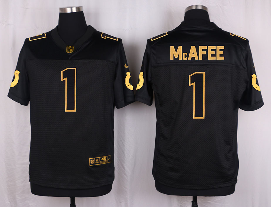Mens Indianapolis Colts #1 McAFEE Pro Line Black Gold Collection Jersey