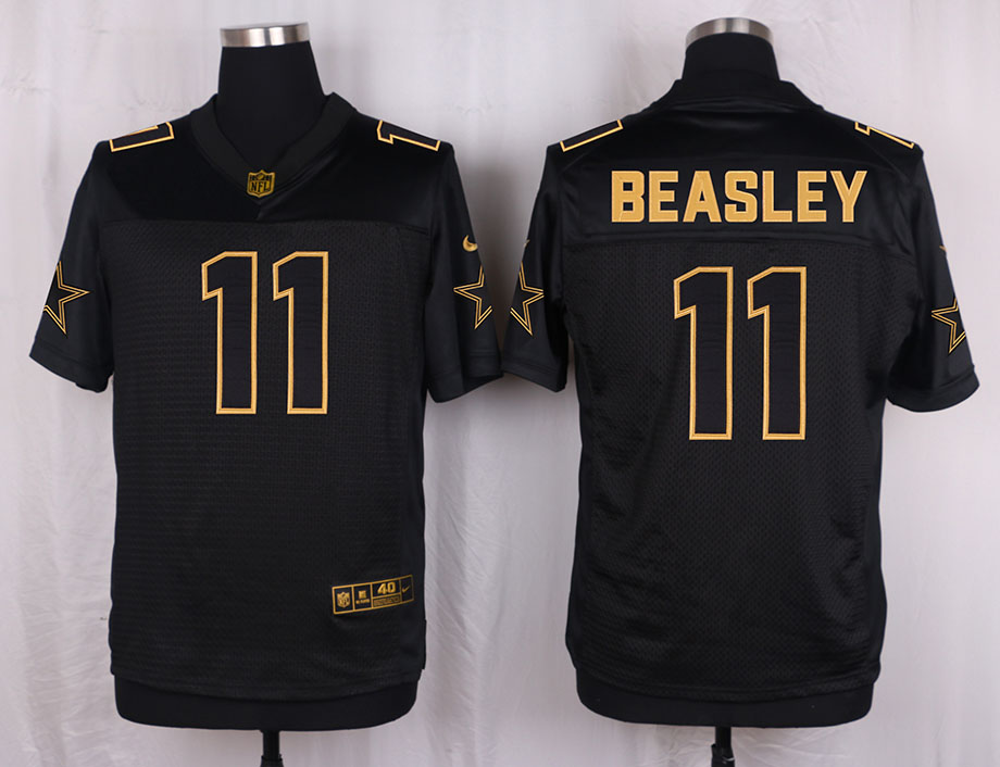 Mens Dallas Cowboys #11 Beasley Pro Line Black Gold Collection Jersey