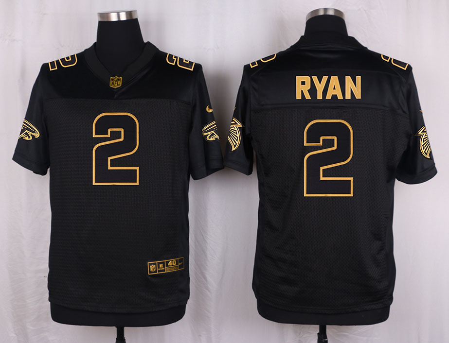 Mens Atlanta Falcons #2 Ryan Pro Line Black Gold Collection Jersey