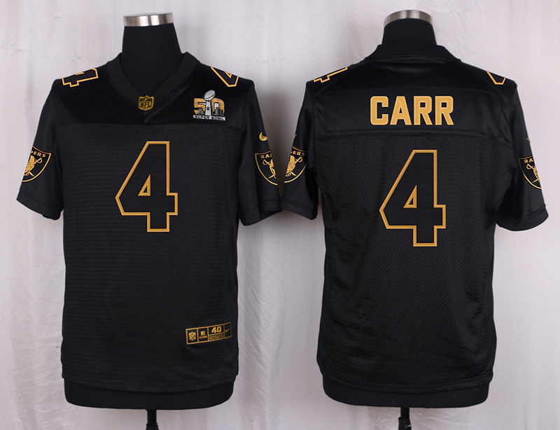 Mens Oakland Raiders #4 Carr Pro Line Black Gold Collection Jersey