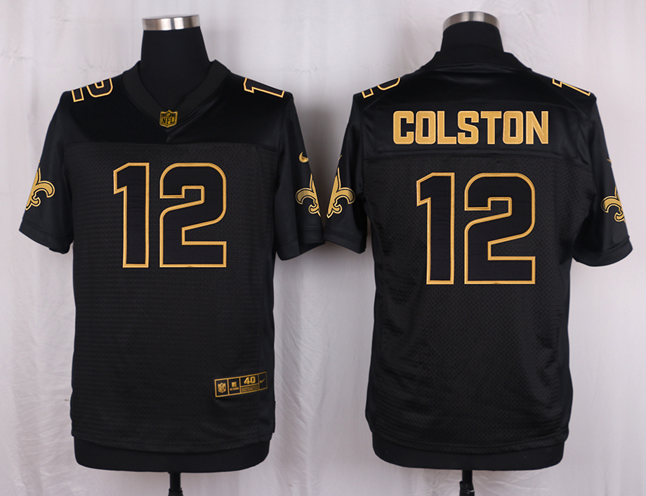 Mens New Orleans Saints #12 Colston Pro Line Black Gold Collection Jersey