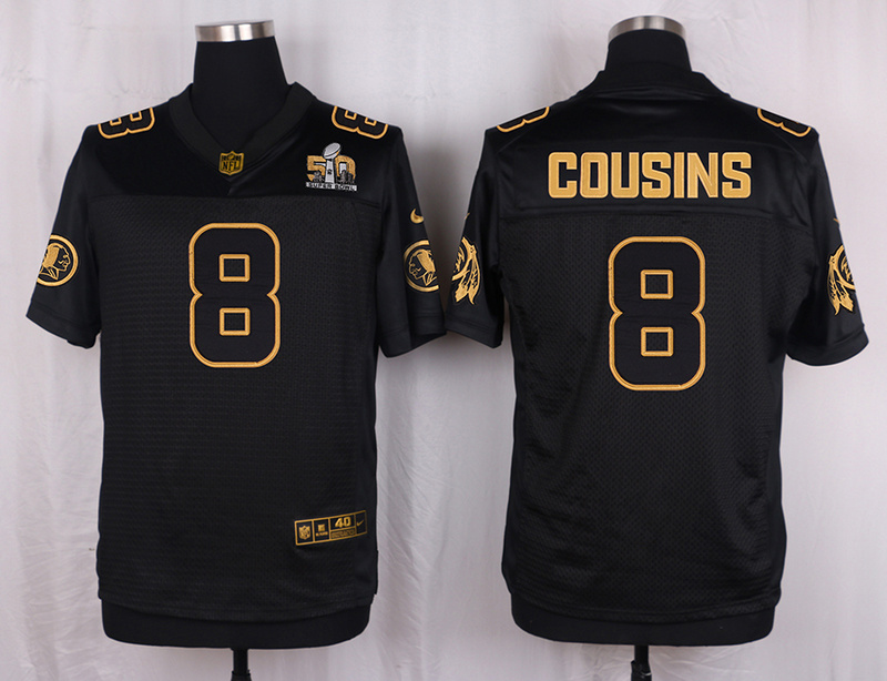 Mens Washington Redskins #8 Cousins Pro Line Black Gold Collection Jersey