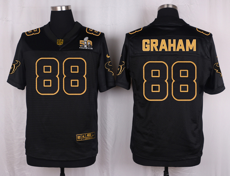 Mens Houston Texans #88 Graham Pro Line Black Gold Collection Jersey