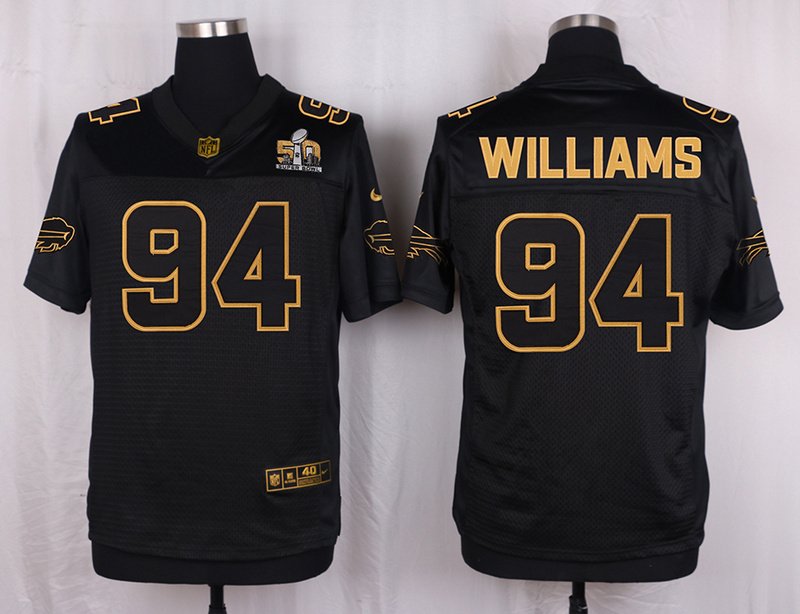 Mens Buffalo Bills #94 Williams Pro Line Black Gold Collection Jersey