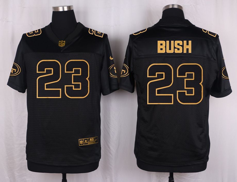 Mens San Francisco 49ers #23 Bush Pro Line Black Gold Collection Jersey