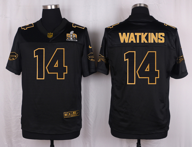 Mens Buffalo Bills #14 Watkins Pro Line Black Gold Collection Jersey