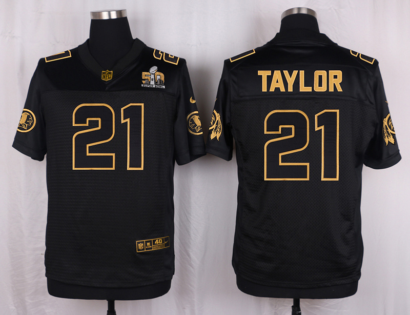Mens Washington Redskins #21 Taylor Pro Line Black Gold Collection Jersey