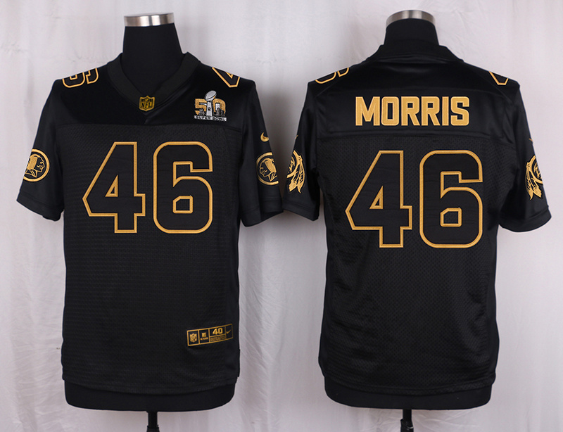 Mens Washington Redskins #46 Morris Pro Line Black Gold Collection Jersey