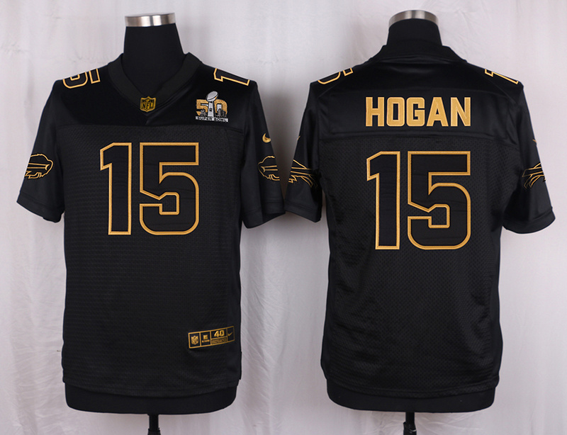 Mens Buffalo Bills #15 Hogan Pro Line Black Gold Collection Jersey