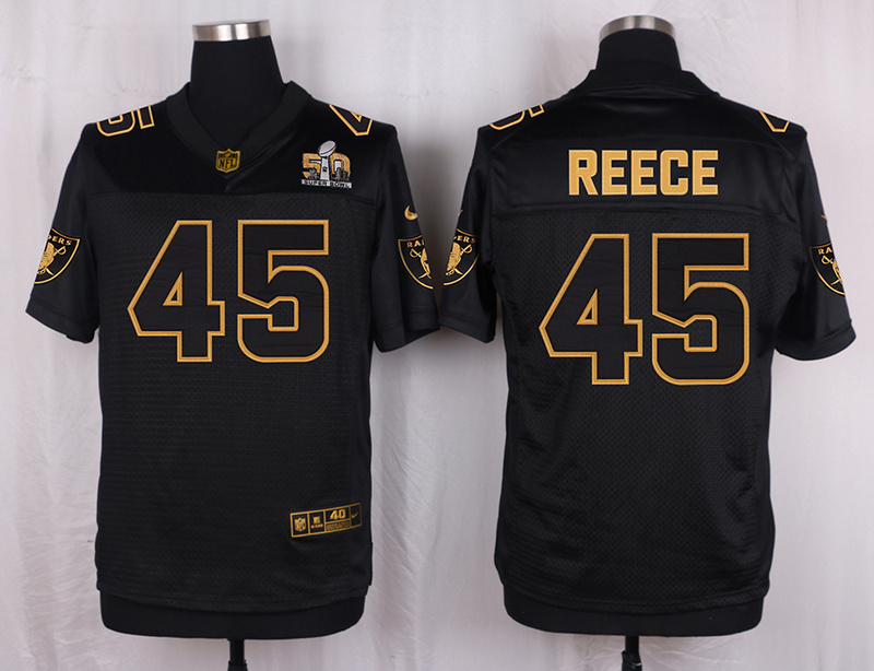 Mens Oakland Raiders #45 Reece Pro Line Black Gold Collection Jersey