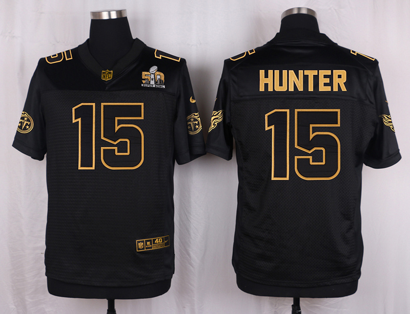 Mens Tennessee Titans #15 Hunter Pro Line Black Gold Collection Jersey