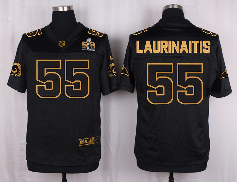 Mens St.Louis Rams #55 Laurinaitis Pro Line Black Gold Collection Jersey