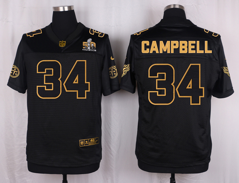 Mens Tennessee Titans #34 Campbell Pro Line Black Gold Collection Jersey