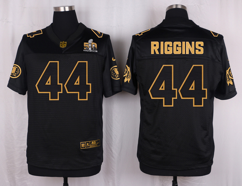Mens Washington Redskins #44 Riggins Pro Line Black Gold Collection Jersey