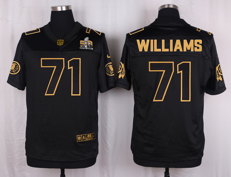 Mens Washington Redskins #71 Williams Pro Line Black Gold Collection Jersey