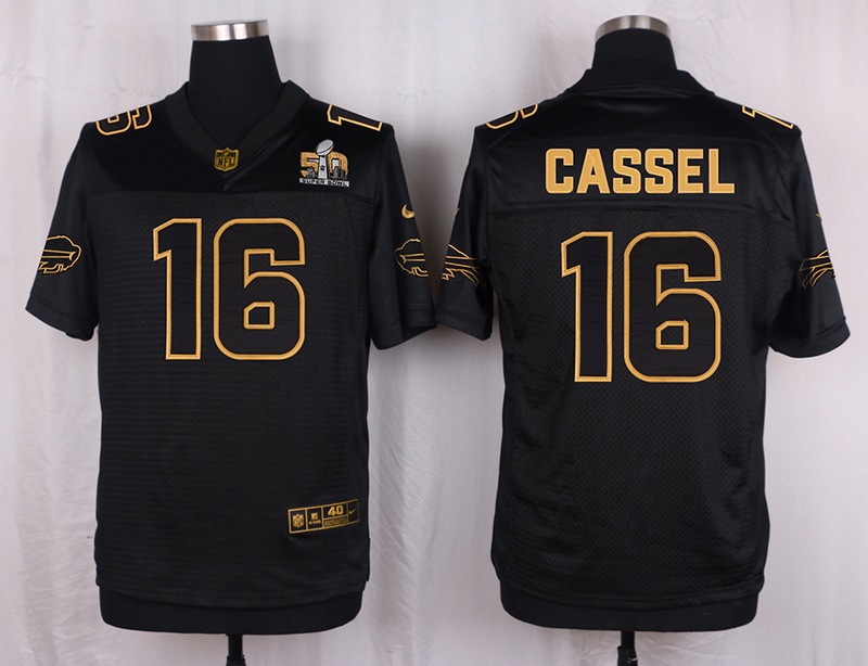 Mens Buffalo Bills #16 Cassel Pro Line Black Gold Collection Jersey