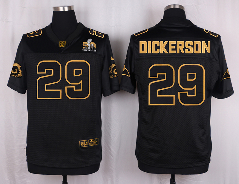 Mens St.Louis Rams #29 Dickerson Pro Line Black Gold Collection Jersey