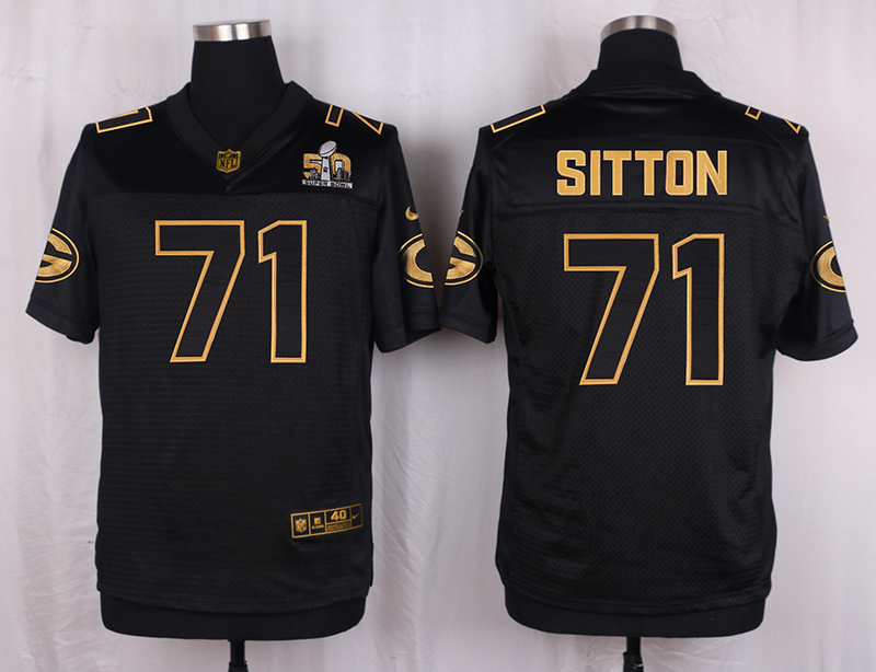 Mens Green Bay Packers #71 Sitton Pro Line Black Gold Collection Jersey