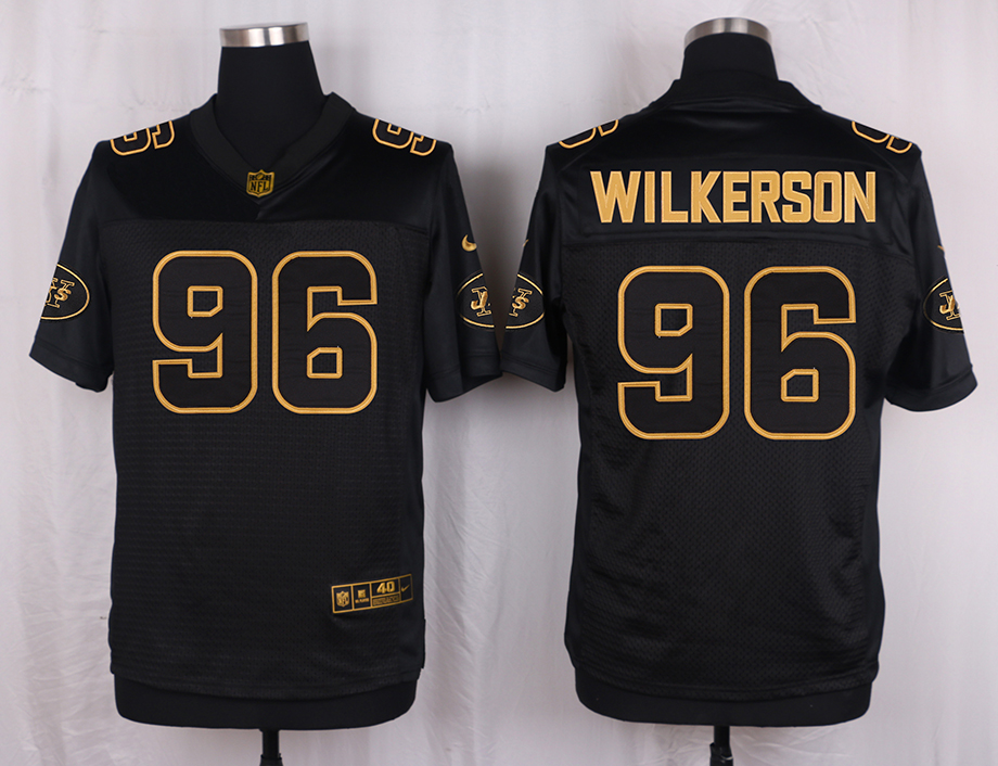 Mens New York Jets #96 Wilkerson Pro Line Black Gold Collection Jersey