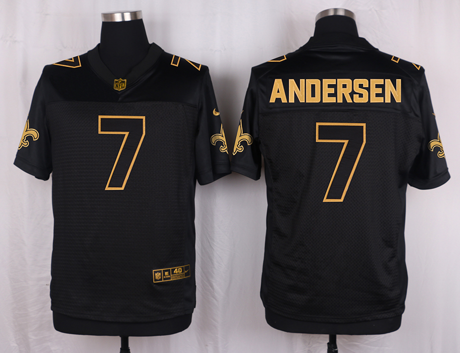 Mens New Orleans Saints #7 Andersen Pro Line Black Gold Collection Jersey