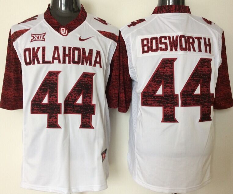 NCAA Oklahoma Sooners #44 Bosworth White Jersey
