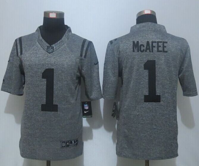 New Nike Indianapolis Colts 1 McAfee Gray Mens Gridiron Gray Limited Jersey