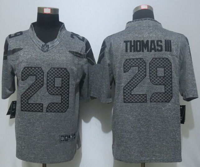 New Nike Seattle Seahawks #29 Thomas III Gray Mens Stitched Gridiron Gray Limited Jersey