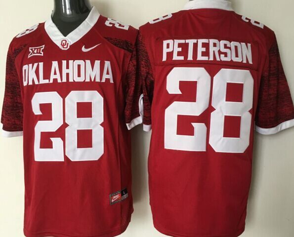 NCAA Oklahoma Sooners #28 Adrian Peterson Red Jersey