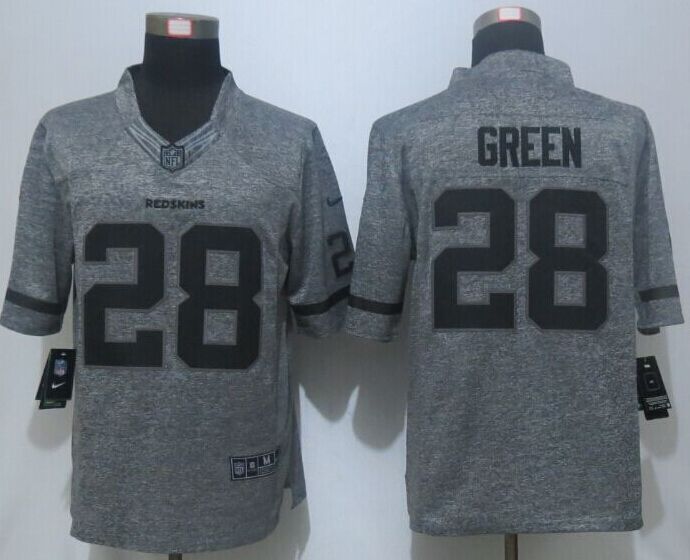 New Nike Washington Redskins #28 Green Gray Mens Stitched Gridiron Gray Limited Jersey