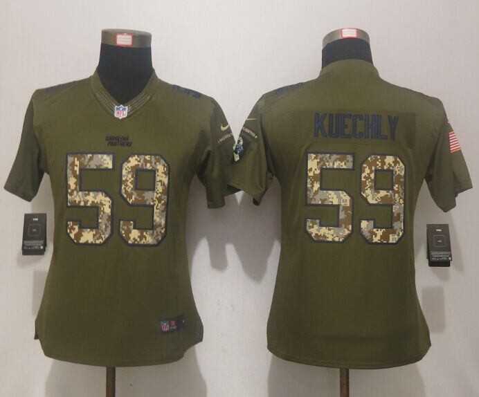 Women Nike Carolina Panthers 59 Kuechly Gray Mens Stitched Gridiron Gray Limited Jersey  