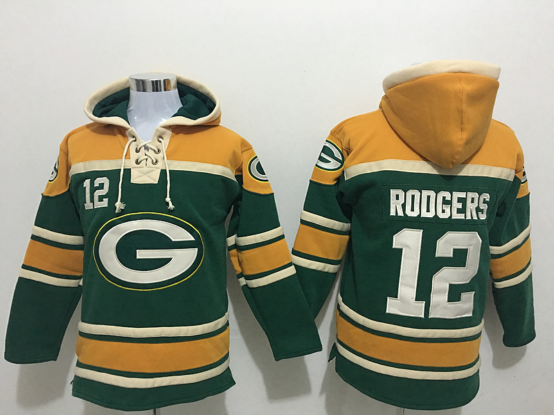 NFL Green Bay Packers #12 Rodgers Green Yellow Hoodie