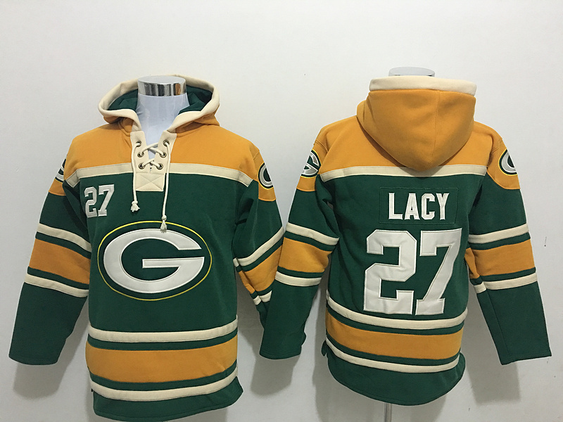 NFL Green Bay Packers #12 Lacy Green Yellow Hoodie