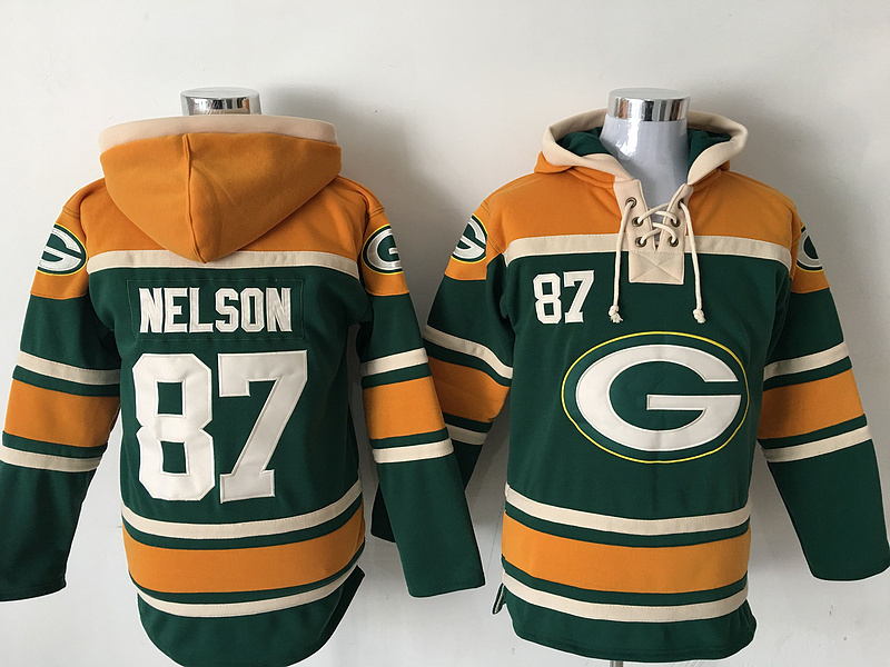 NFL Green Bay Packers #87 Nelson Green Yellow Hoodie
