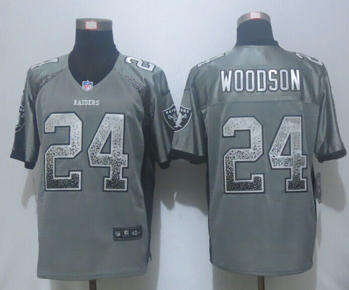 New Nike Oakland Raiders 24 Woodson Drift Fashion Grey Elite Jerseys