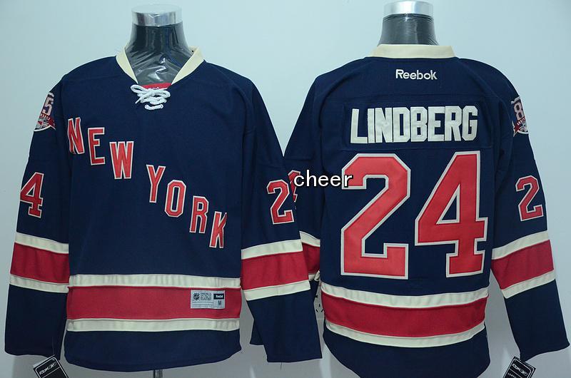 NHL New York Rangers #24 lindberg blue Jersey