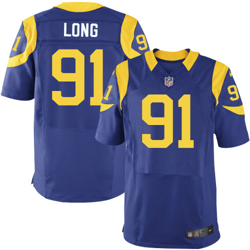 NFL Los Angeles Rams #91 Long Blue Elite New Jersey