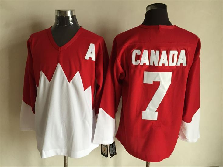 NHL Canada Team #7 Red Hockey Jersey with A Patch