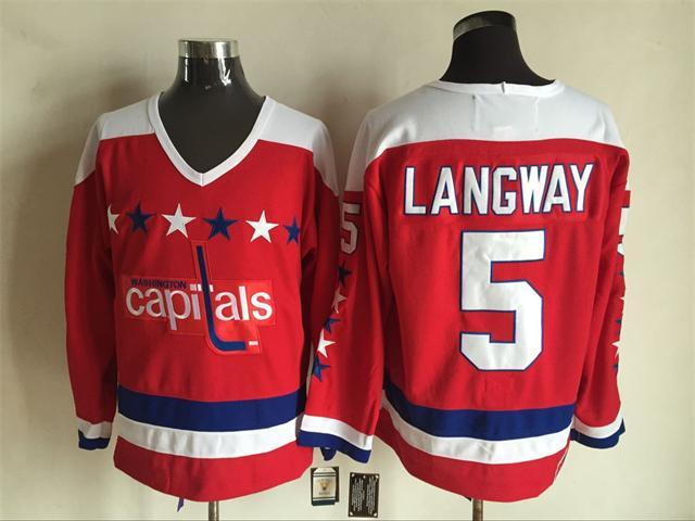 NHL Washington Capitals #5 Langway Red Jersey
