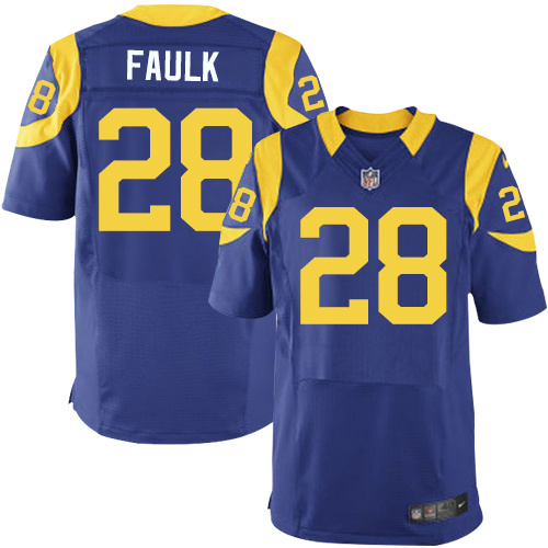 NFL Los Angeles Rams #28 Faulk Blue Elite New Jersey