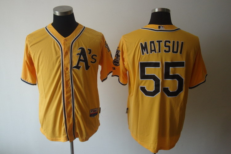 MLB Oakland Athletics #55 Matsui Yellow Jersey