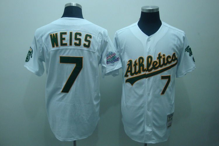 MLB Oakland Athletics #7 Weiss White Throwback Jersey