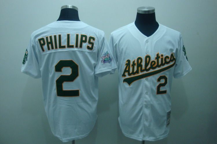 MLB Oakland Athletics #2 Phillips White Throwback Jersey