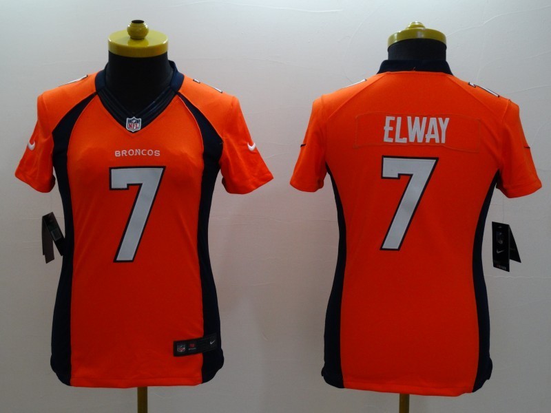 NIKE Denver Broncos #7 Elway Orange Women Jersey