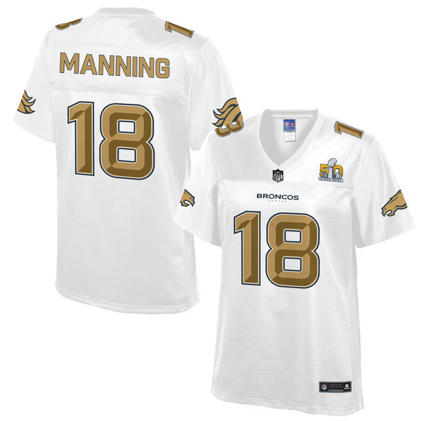 Womens Denver Broncos Peyton Manning Pro Line White Super Bowl 50 Fashion Jersey 