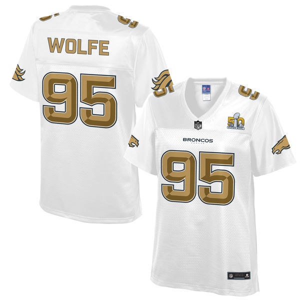 Womens Denver Broncos Derek Wolfe Pro Line White Super Bowl 50 Fashion Jersey 